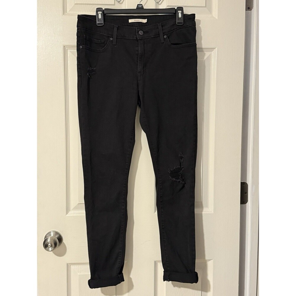 Levi’s 711 Skinny Black Women’s Jeans Size 31x30 Destructed Cute Fashion